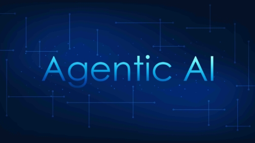 Agentic AI technology refers to artificial intelligence that has the ability to think and make decisions independently, and may appear as a futuristic interface or a semi-human form.