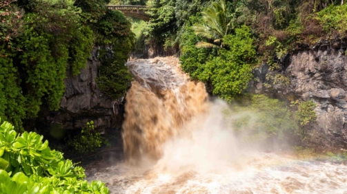 Flash flood at the Seven Sacred Pools Maui, Hawaii
